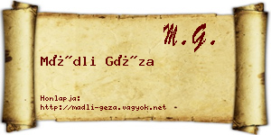 Mádli Géza névjegykártya